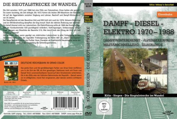 Dampf - Diesel - Elektro 1970-1988 Köln - Siegen, Die Siegtalstrecke im Wandel (DVD)