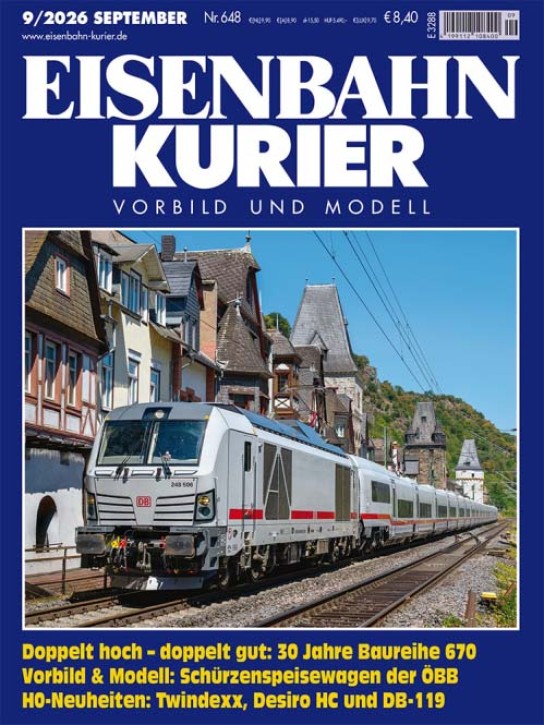 Eisenbahn-Kurier 9-2026 - Baureihe 670, ÖBB-Schürzenspeisewagen, H0-Neuheiten u.v.m.