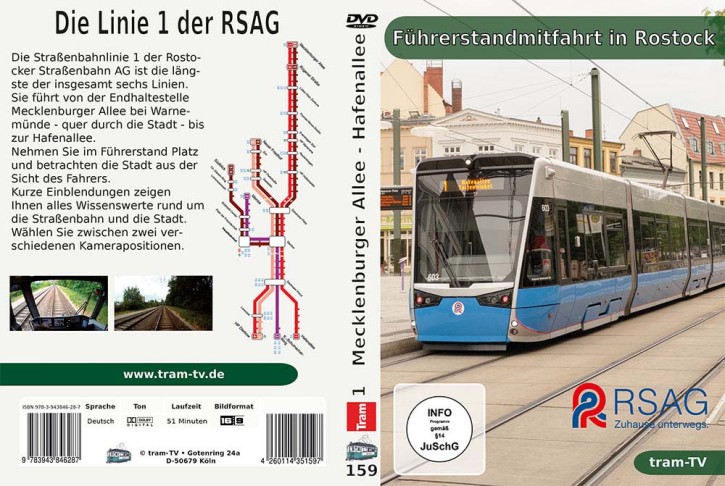 Führerstandmitfahrt in Rostock - Linie 1 der RSAG (DVD)