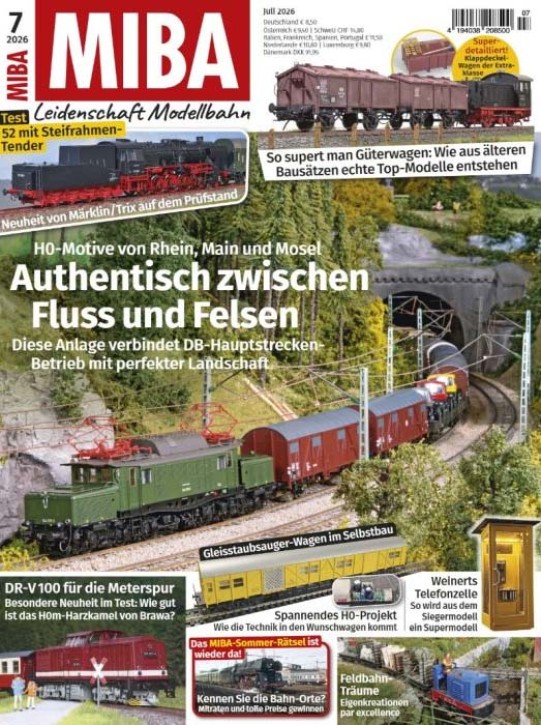 MIBA 7-2026 - H0-Motive Rhein, Main & Mosel, Gleisstaubsauger-Wagen im Eigenbau und Wagen-Supering u.v.m.