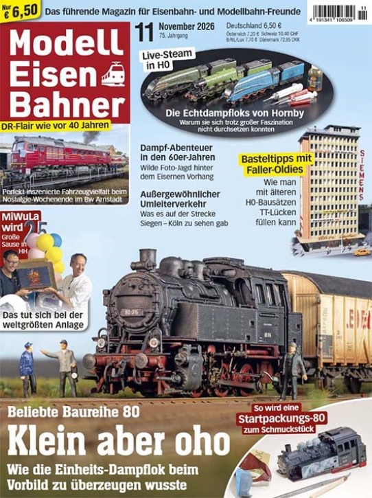 Modelleisenbahner 11-2026 - Baureihe 80, Bw Arnstadt, Dampf 60er, Faller Oldies u.v.m.