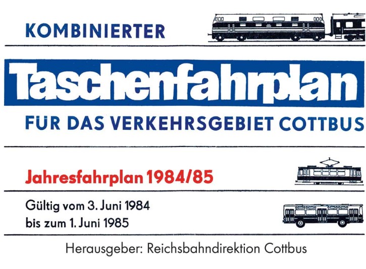 Taschenfahrplan für das Verkehrsgebiet Cottbus 1985/86 (Reprint)