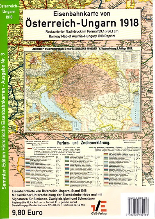 Eisenbahnkarte von Österreich-Ungarn 1918 (Reprint)